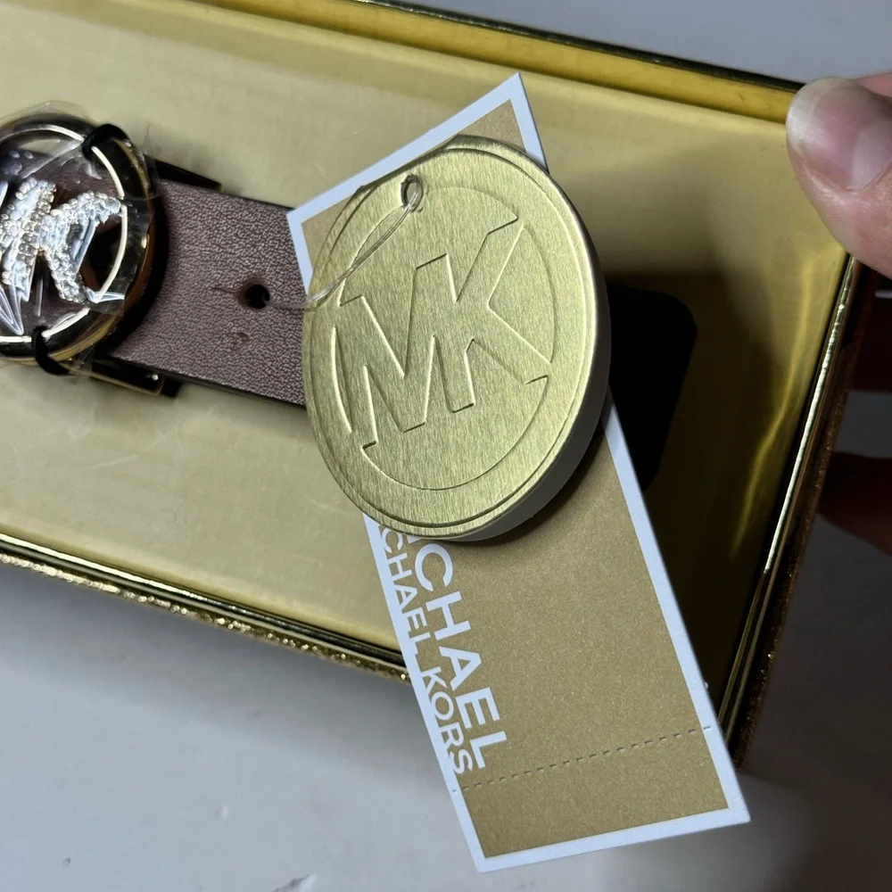 Michael Kors MK Belt Women's Brown With Rhinestones and Logo 28 MM size S/M